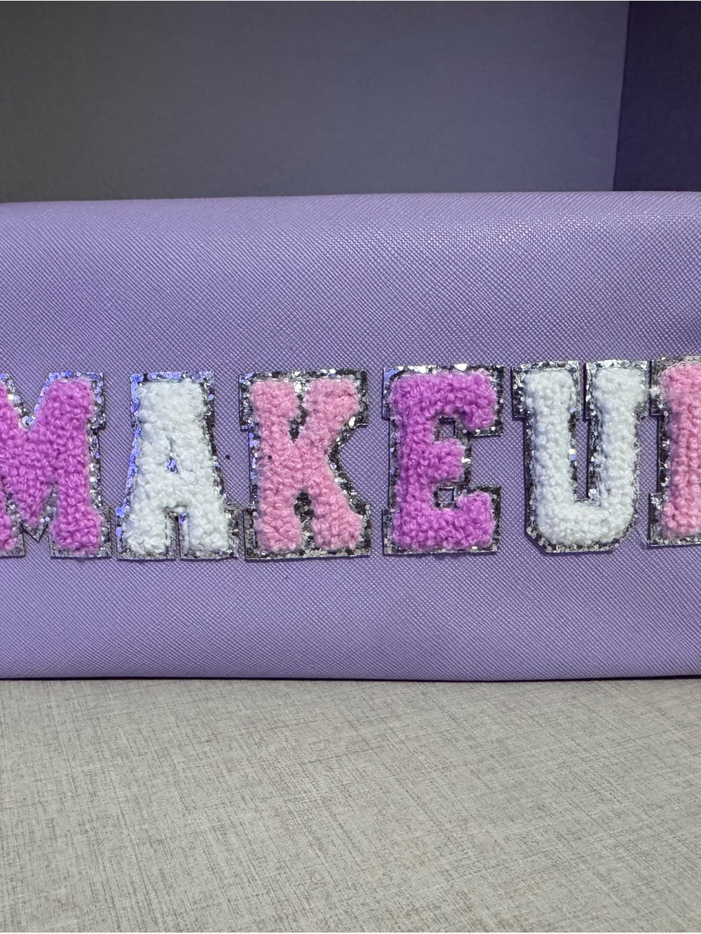 MAKEUP Purple Embroidered Clutch